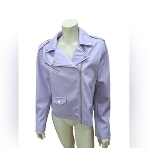 Nine West Lavender Faux Leather Moto Jacket